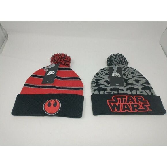 Star Wars Bioworld Warm Hat Set Republic Empire in Lot of 2 with Ball on Top - Picture 1 of 5